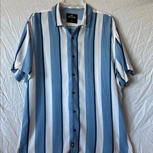 Hollister Blue Striped Button-Up Shirt